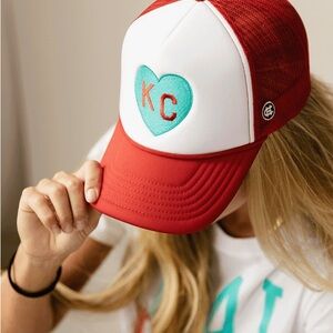 Teal KC Heart Trucker Hat Kansas City